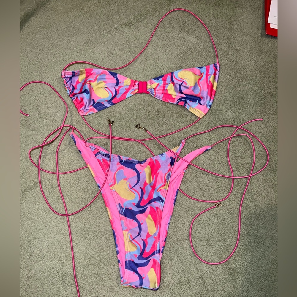 VOIGHT BY VALENTINA PINK RAINBOW BIKINI SET